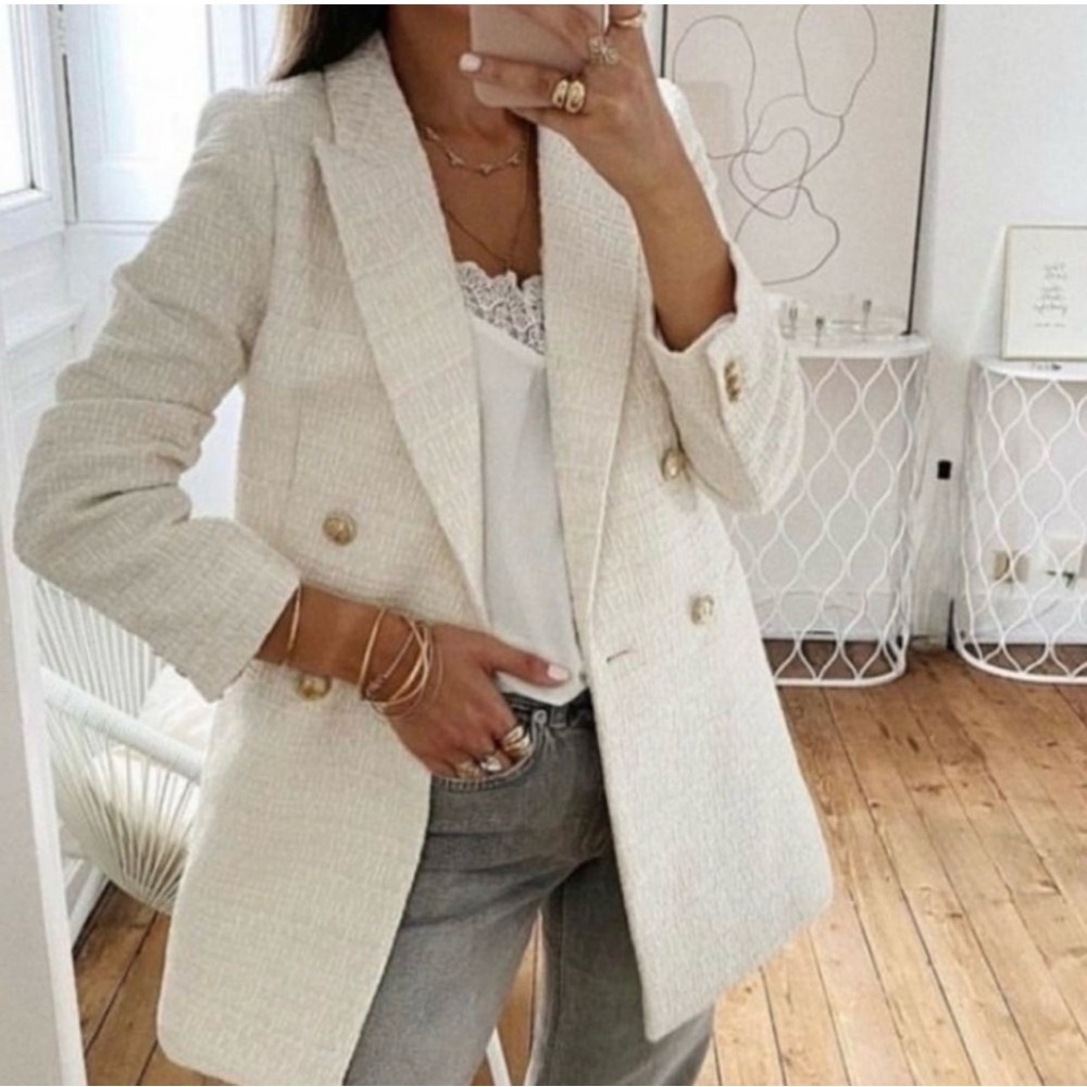 H&M Textured-weave (Boucle) Jacket. Small